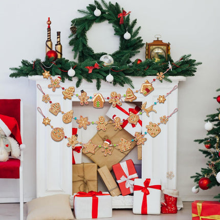 Blulu Christmas Garlands Christmas Banners Gingerbread Christmas Decorations Candy Garland Hanging Ornaments for Christmas Tree Home Kitchen Wall Decor(Gingerbread Man,9 ft)
