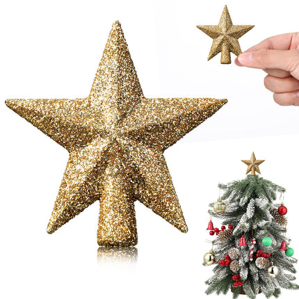 Mini Christmas Tree Topper Small Star Tree Topper Christmas Star Treetop for Small Christmas Ornaments Decorative Tree Star for Xmas Christmas Party(2.36 Inch,Glitter Gold)
