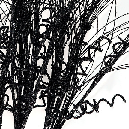 6 Pcs Christmas Glitter Ting Branches Stems Ornaments 21.6" Decorative Glittery Sticks Curly Twigs Picks for Halloween Xmas Tree Sprays Wreath Crafts Tree Topper Fillers Holiday Home Decor (Black, 6)