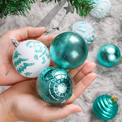 Christmas Ornaments Shatterproof Balls Decorations - 36pcs Teal Ornaments for Xmas Tree Small Christmas Baubles Set, 2.36inches 60mm