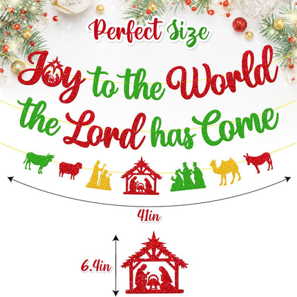 Merry Christmas Decoration Joy to the World the Lord Has Come Sign Banner Felize Navidad Garland Let Jesus Light Your Way Backdrop Nativity God Bible Santa Regilious Holiday Year theme Party Event Anniversary Gala Celebration Decor