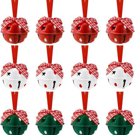 12Pcs Christmas Jingle Bells 1.57inch/4cm Craft Bells Christmas Bells for Christmas Party Xmas Tree Wreath Ornaments Holiday DIY Decorations