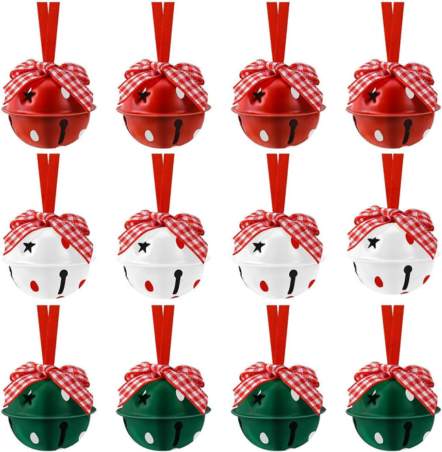 12Pcs Christmas Jingle Bells 1.57inch/4cm Craft Bells Christmas Bells for Christmas Party Xmas Tree Wreath Ornaments Holiday DIY Decorations