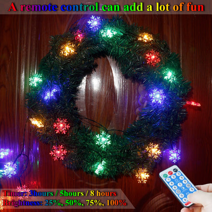 Christmas Decorations Outside Solar Snowflake Lights, 50LED Bright and Long-Lasting Solar Christmas Lights Outdoor Waterproof Decorations, Snowflake Ornaments with Remote for Garden Patio Yard Decor