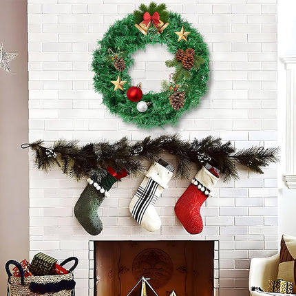 Christmas Wreaths for Front Door Outside, Wreaths for Christmas Decorations,12" Canadian Artificial Pine Christmas Wreath for Christmas Day Party,Unlit Wreaths for All Seasons (2, Green 12")