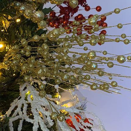 20 Pack Artificial Christmas Glitter Berries Picks for Trees, 16.5 inch Christmas Stems Sticks Decorations for Tree Garland Wreath Fireplace Holiday Home Decor