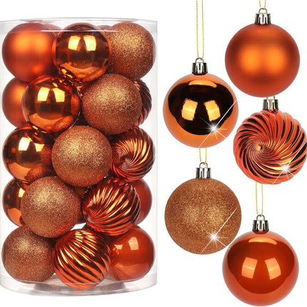 2.36" Orange Christmas Balls Ornaments 25 Pcs Shatterproof Christmas Ornaments Set Halloween Balls Ornaments Orange Ornaments for Christmas Tree Holiday Party