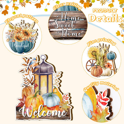 Kigley 36 Pcs Thanksgiving Wood Ornaments for Tree Fall Wooden Hanging Ornaments Gnome Autumn Harvest Maple Leaf Ornament Cutout Pumpkin Truck Hanging Pendant for Holiday Party Fall Decoration