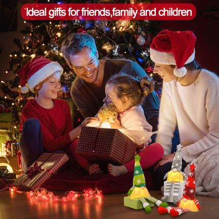 3PCS Christmas Gnomes Plush with Lights, 13 Inch Lighted Christmas Gnomes Decorations, Christmas Gnome Santa, Gnome Plush Doll Ornaments with Legs for Xmas Tree Home Fireplace Table Decorations