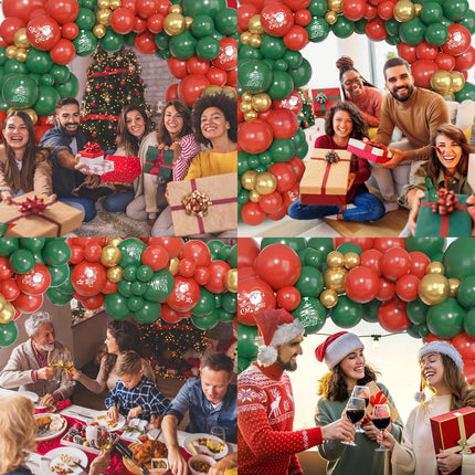 Ouddy Life Christmas Balloon Garland Arch Kit, 181 pcs Christmas Party Decorations Red Green Gold Snowman Christmas Tree Ballooons for Christmas Xmas Holiday Birthday Baby Shower Year Supplies