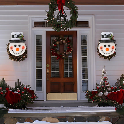 FUNPENY Snowman Christmas Porch Light Covers, Christmas Outdoor Decoration Holiday Light Covers for Porch Lights, Garage Lights, Large Light Fixtures