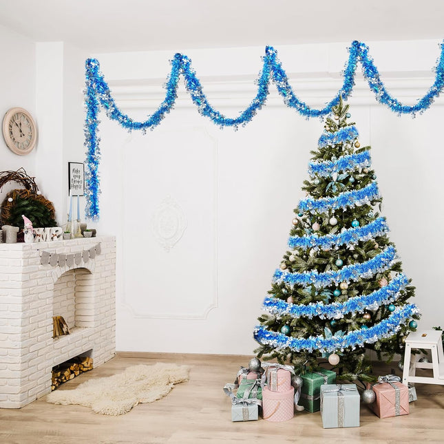 43 Feet Christmas Tinsel Garland Decoration Holiday Foil Metallic Tinsel Twist Garland Walll Hanging Tinsel Streamers Garland for Christmas Tree, Weddings, Party, Birthday Decorations