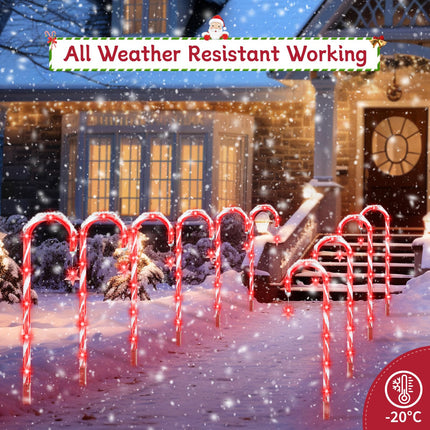 160 Red LED d Solar Candy Cane Lights,20 Pack Christmas Decorations Outdoor, Solar Powered Pathway Lights Outside,8 Modes Landscape Lights Walkway Markers with Stakes for Garden Yard Patio Xmas