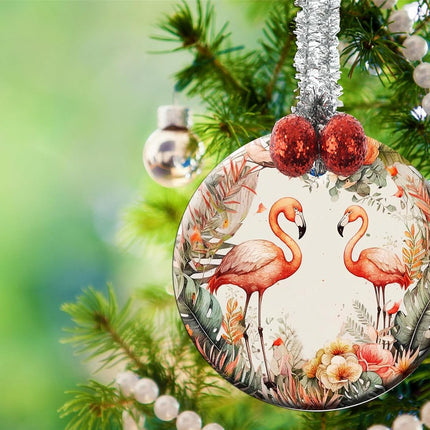 Ceremic Ornaments Crafts Round Porcelain Christmas Decorations Home Hanging Jewelry Souvenir Flamingos Circle Christmas Wreath