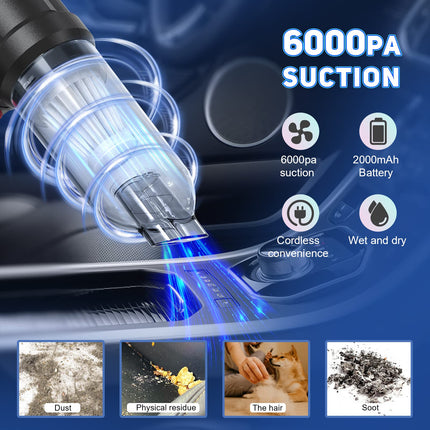 Handheld Vacuum Cordless, 9000Pa Powerful 120W High Power Car Vacuum Rechargeable, 3 In 1 Portable Air Duster With Multinozzles & Floor Brush, Mini Vacuum Cleaner For Car, Home, Office