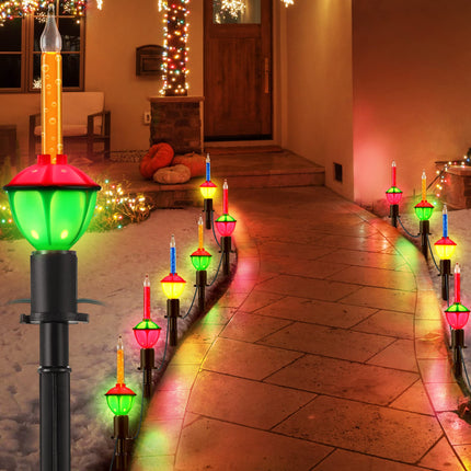 18 Feet Christmas Pathway Lights, 10 Bubble Lights Bulbs Plug in Walkway Lights, Connectable Waterproof Path Lights for Outdoor Yard Holiday Sidewalk Driveway Xmas Decoration