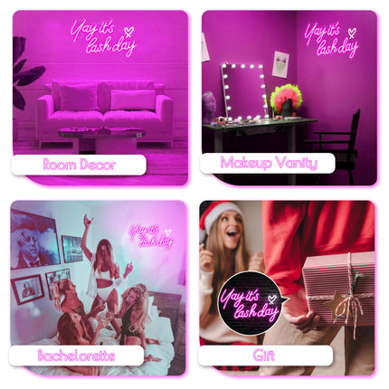 Kavaas Yay It's Lash Day Neon Sign - Lash Neon Sign for Lash Room Decor Lash LED Light Sign for Lash Salon, Beauty Room, Nails Hair Bar - Great s for Lash Techs Girls, Christmas, Birthday