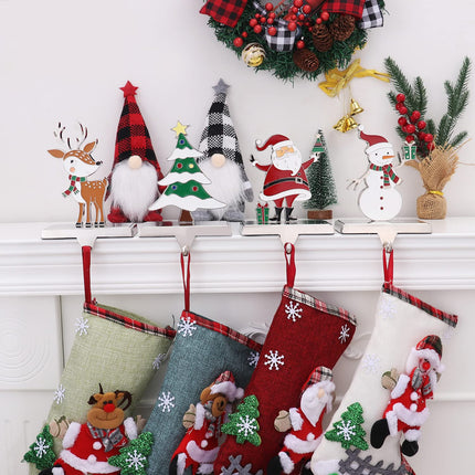 Christmas Tree Stocking Holders for Fireplace Mantle Reindeer Mantle Stocking Hangers Snowman Sturdy Stocking Hook Santa Claus Christmas Ornaments Holder Fireplace Home Decoration (4,C-Multi Holder)
