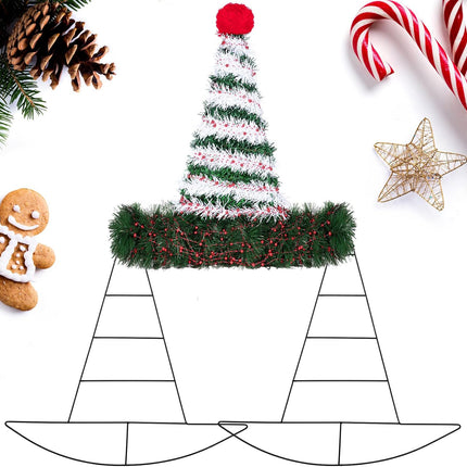 Hat Shaped Metal Wreath Form for Christmas Elf Hat Wreath Frame Pirate Ship Witch Hat Metal Frame for Xmas DIY Crafts Holiday Year Wall Door Decors(3 Pieces,12.6 x 13.4 Inch)