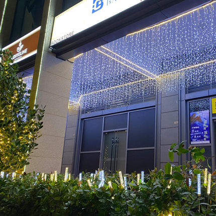 ZIMINGU Icicle Dripping Lights, 13FT 144 LEDs 8 Modes Christmas Connectable Twinkle Window Curtain Fairy Waterfall Diwali Ceiling String Lights for Outdoor Indoor Decorations (Cool White, 4X0.6M)