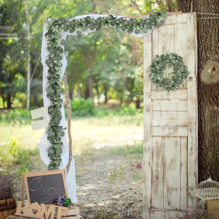 JPSOR 4pcs 26.4ft Artificial Eucalyptus Garland Greenery Garland Fake Eucalyptus Leaves for Wedding Arch Farmhouse Mantle Table Runner Centerpiece Home Party Christmas