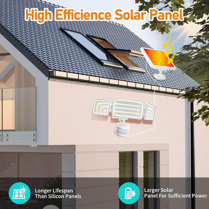 Solpex Solar Flood Lights Outdoor Waterproof Ip65 3 Modes 1800Lm Solar Security Motion Sensor Outdoor Lights For Outside, Garden