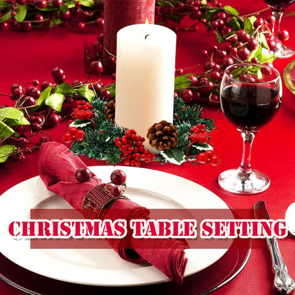 Set of 8 Christmas Candle Rings Christmas Wreaths Berry Pinecone Red Poinsettia Candle Wreaths Rings Mini Christmas Candleholders Xmas Wreath Candle Holder for Christmas Centerpiece(Stylish)