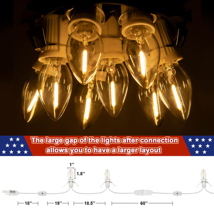Meonum Replacement Cord Light with 2 Bulbs, Christmas Halloween Village Light with Outlet and Spare Fuse, 0.6W LED Plug in Crafts House Decor Accessories White Indoor String Lights(4 Pack)