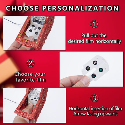 Christmas Star Tree Topper - Lighted with 6 Projection Modes Built-in Festive LED Rotating Lights Holiday Xmas Party Decoration for Christmas Trees（Red）