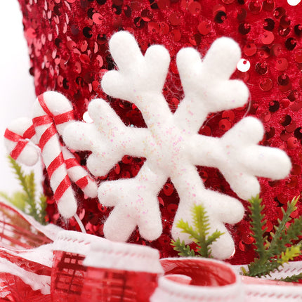 Christmas Tree Topper, Red Shiny Sequins Top Hat Christmas Tree Top Decoration (Red)