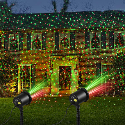 Christmas Laser Lights Projector Holiday Seasonal Lighting Show, as Seen on TV Xmas Static Red and Green Star Spread Out, for Celebration Performance Decorative Lights, Outdoor and Indoor