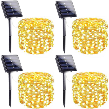 4-Pack Solar String Lights Outdoor, Extra-Long 400LED Solar Christmas Lights Waterproof, Solar Twinkle Lights Copper Wire 8 Modes Solar Fairy Lights for Xmas Tree Garden Party Wedding (Warm White)