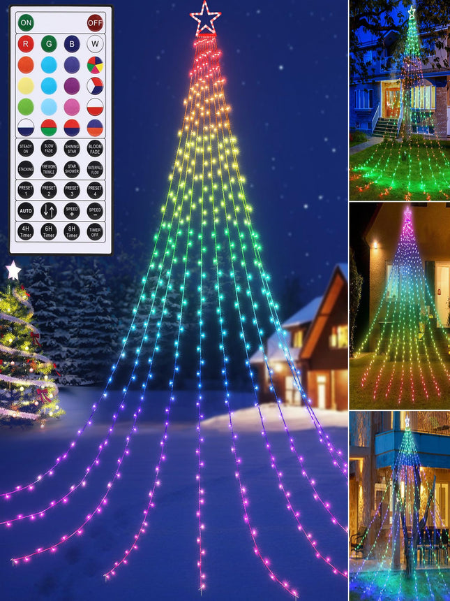 Joomer Christmas Tree Star Lights, 16.4FT Height 504LED Color Change Christmas Lights with Remote Timer RGB Lights Waterproof for Outdoor Christmas Decoration