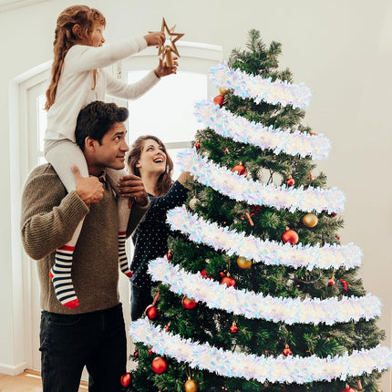 WILLBOND Christmas Tinsel Garland Xmas Metallic Tinsel Twist Garland Glitter Christmas Tree Hanging Wreath Decor for Staircase Railing Banister Indoor Outdoor Ornament (Pink, 52.5ft)