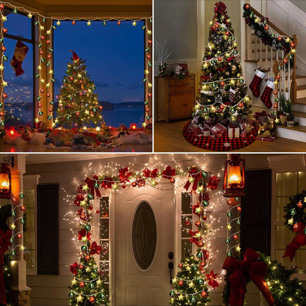 Christmas Decorations Lights, 13.5ft 20 Led Battery Christmas Lights with Timer & 8 Modes, Christmas Ball & Star Ornaments Lights for Xmas Tree Wreath Window Wall Home Garden Outdoor Indoor Decor