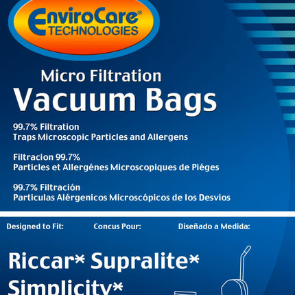 Envirocare Micro Filtration Vacuum Cleaner Dust Bags Made To Fit Riccar Supralite And Simplicity Type F Uprights 6 Pack