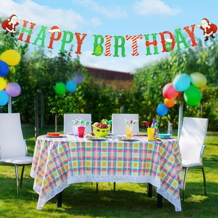 Happy Birthday Party Banner with Light, Christmas Birthday Party Decoration with 8 Modes Flashing String Light for Kids Christmas Birthday Party Garland Wall Fireplace Mantle Decor