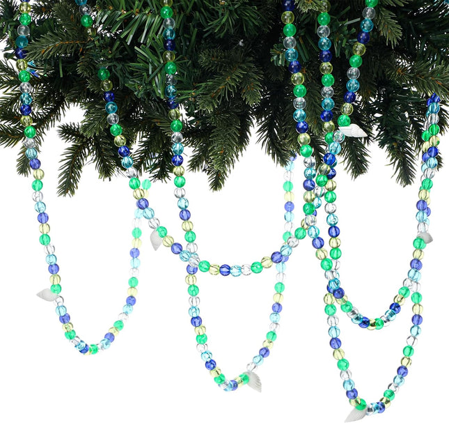 Cindeer 16 ft Christmas Beaded Conch Starfish Garland Ocean Themed Beach Garland Christmas Decorations Handcrafted Beaded Party Supplies for Christmas Tree Home Mantel Curtain Decor Fireplace Wedding