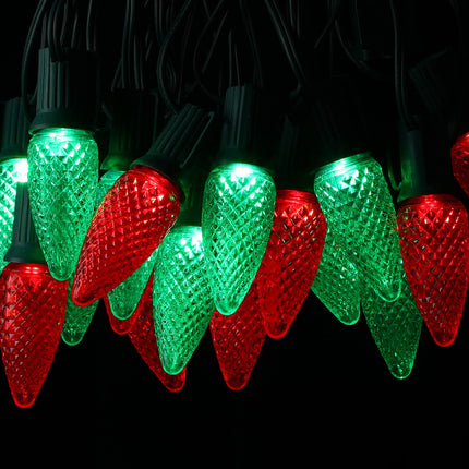 50 Pieces C9 Christmas Light Replacement Bulb E17 LED Easter Light Replacement Bulb Outlet Faceted Christmas Bulb LED for Holiday Decoration(Red, Green)