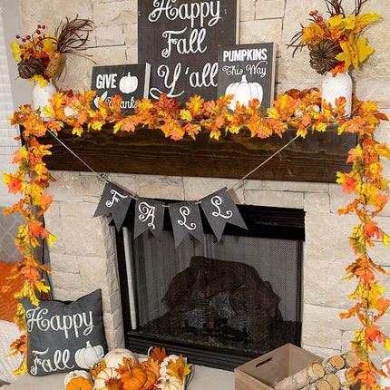 DearHouse 2 Pack Fall Garland Maple Leaf, 5.9Ft/Piece Hanging Vine Garland Artificial Autumn Garland Thanksgiving Decor for Home Wedding Fireplace Party Christmas (Yellow)