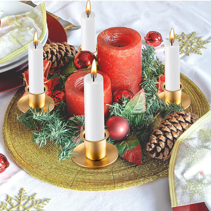 Jadive 10 Pcs Christmas Advent Season Candle Holder Metal Advent Wreath Ring Gold Candle Ring for Home Table Decoration