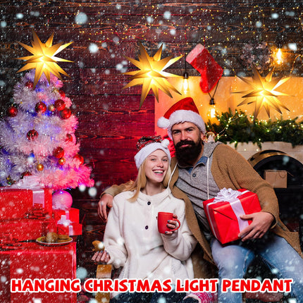 2 Pcs 23 Inch Large White Moravian Star Shaped Light LED Christmas Light 3D Star Lantern Hanging Star Decorations for Xmas Tree Topper Holiday Courtyard Outdoor Ornaments(Simple Style)