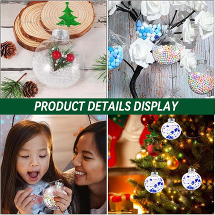 Clear Christmas Balls, 12pcs DIY Christmas Baubles, Decorative Tree Decoration, Hanging Ball, 8 cm, Transparent Fillable Baubles for Christmas Tree, Party, Wedding, Birthday, Home, Box(Flat)