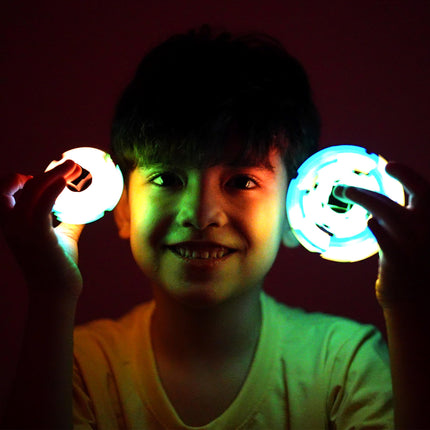 TOSY Magnet Fidget Spinner Glow - 16 Blocks, 3 in 1 Toy: Transformable Fidget Spinner, Infinity Cube, 2x2 Puzzle Cube, Glow STEM/STEAM Magnet Tiles Birthday Gift for Kids/Boys/Girls/Adults