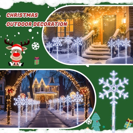 Retisee 10 Pack 27'' Snowflake Christmas Pathway Lights Christmas Pathway Marker Waterproof Snowflake Lights Pathway Marker for Patio, Yard, Garden, Lawn Christmas Holiday Decoration