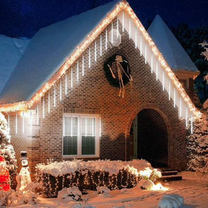 iBaycon Solar Meteor Shower Rain Lights, 11.8 inches 20 Tubes 480 LED Cascading LED Icicle Lights, Waterproof Solar Icecycle Falling Raindrop Lights for Holiday Party Wedding Christmas Decorations