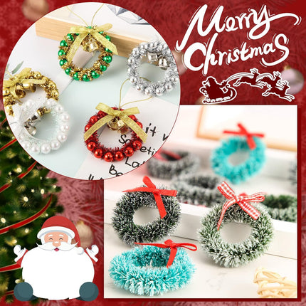 30 Pieces Mini Christmas Wreaths Artificial Christmas Wreath Wreaths Xmas Wreaths with Bows Christmas Tree Hanging Decor for Christmas Dollhouse Party Crafts and Decorations