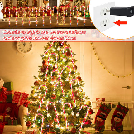 12 Pack Christmas Candy Cane Pathway Lights Christmas LED Candy Cane Lights 8 Flash Modes Candy Cane Pathway Markers Decorations Light Up Candy Canes Lights Outdoor for Walkway Yard Patio Garden Lawn