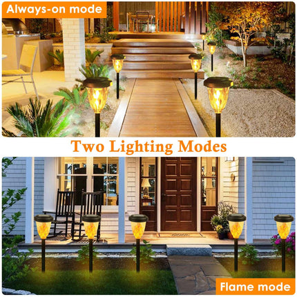 8PK 2Modes (Steady on/Flickering) Solar Christmas Lights, Solar Garden Lights, Auto On/Off Outdoor Lights With Flickering Flame, Solar Pathway Lights For Christmas Decorations (Teardrop-shaped)