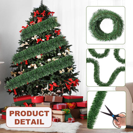 55 Feet Christmas Garland - 3 Stands Artificial Evergreen Garland Soft Greenery Garland Set for DIY Christmas Decoration, Non-Lit Indoor Outdoor Garlands for Stair Railing/Mantle/Holiday/Party Decor